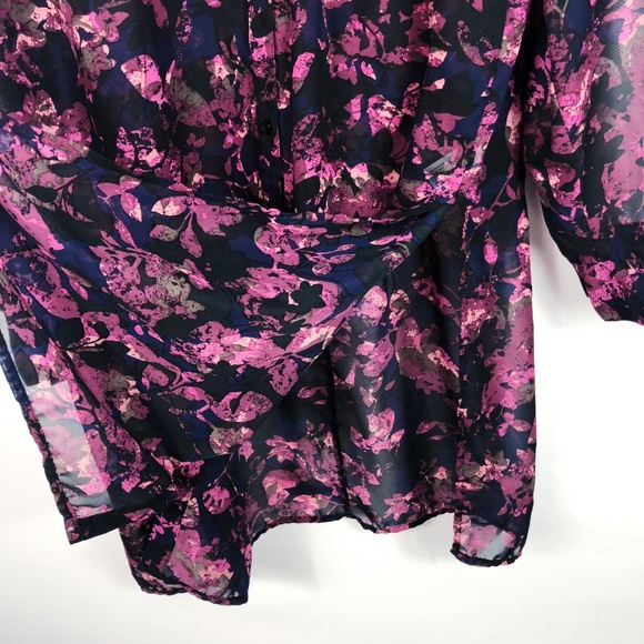 [AVA & VIV] Floral Button Up Tunic Top - Picture 6 of 8